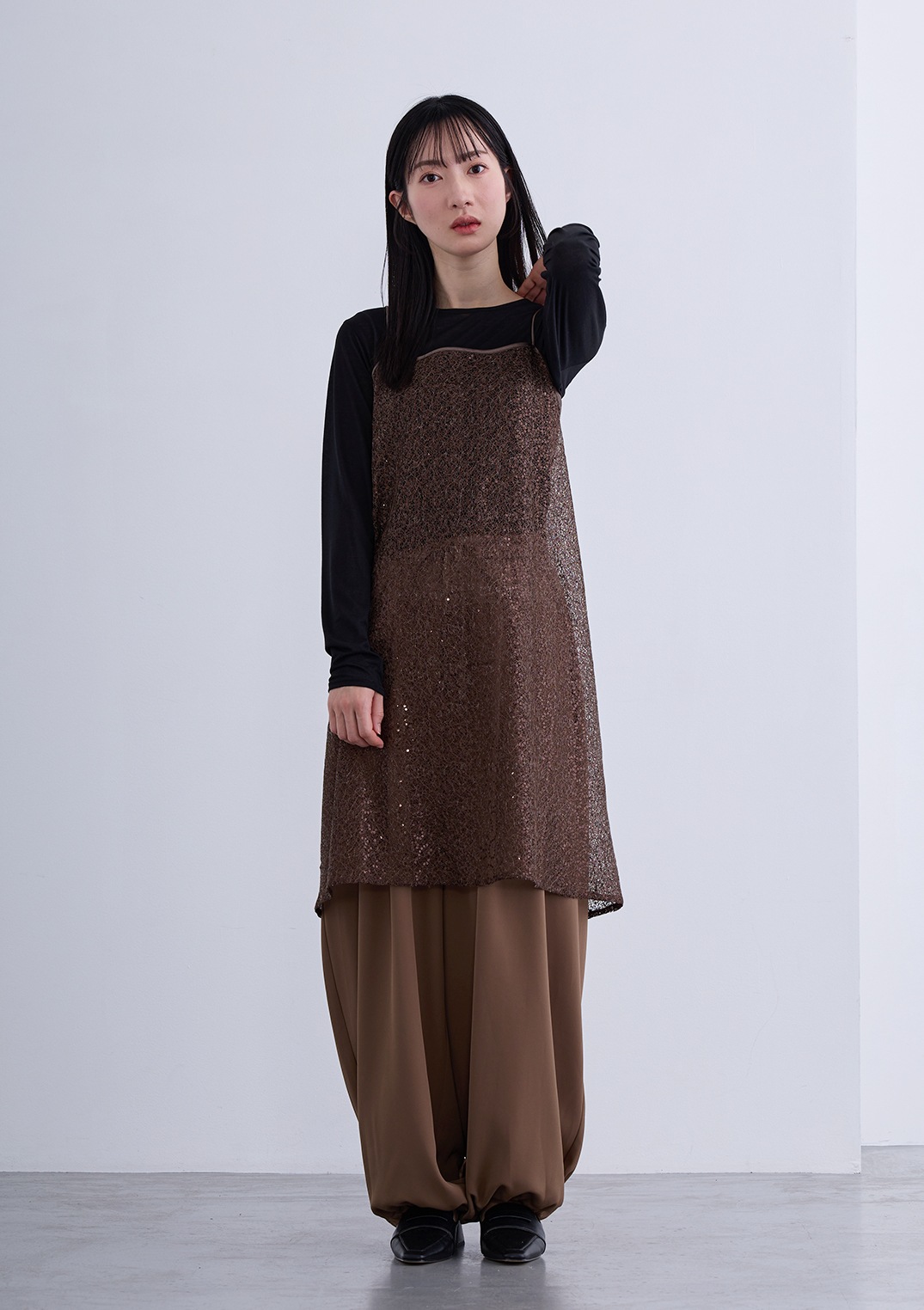 【neuf cent neuf】スパンコール レース キャミドレス