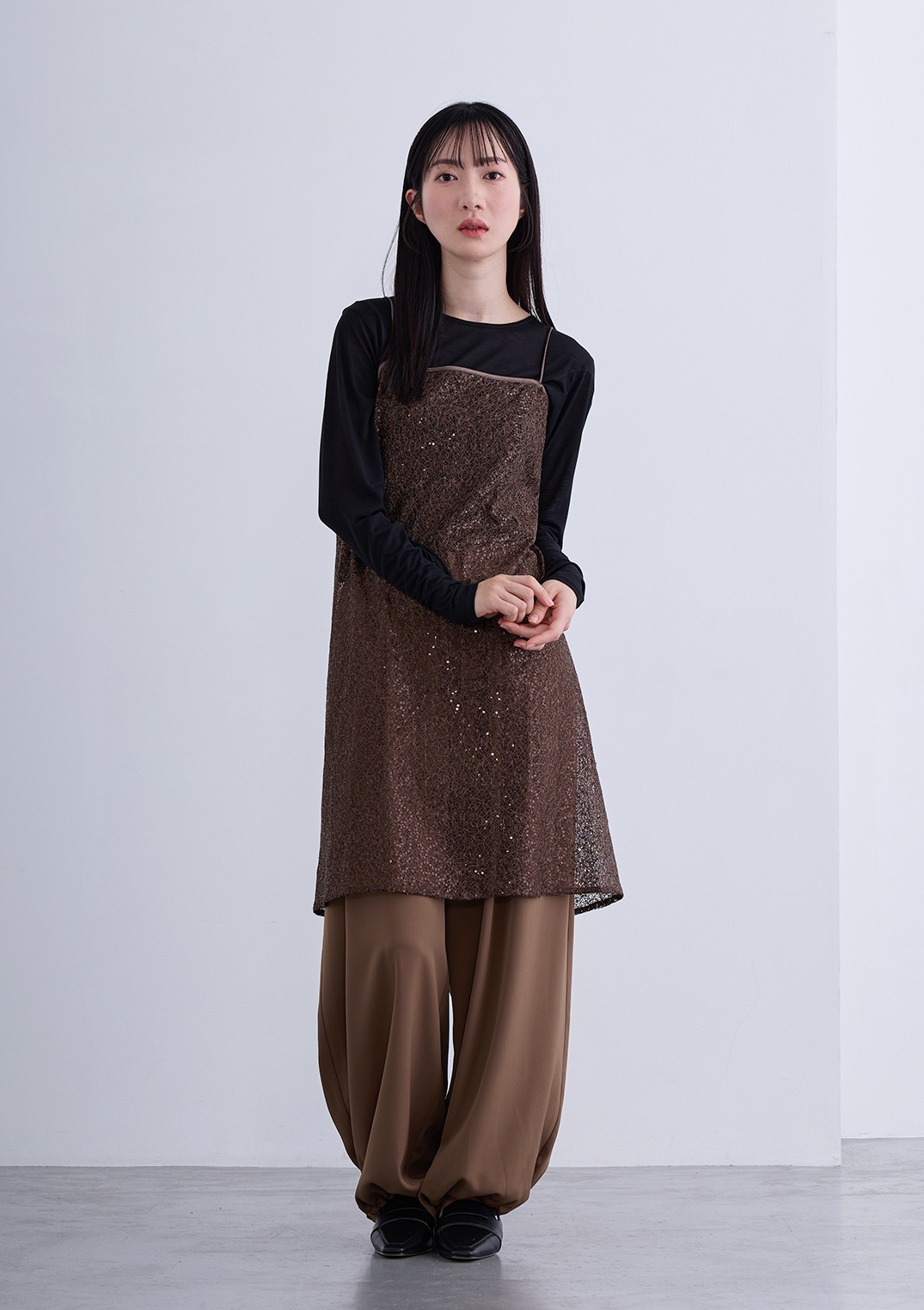 【neuf cent neuf】スパンコール レース キャミドレス