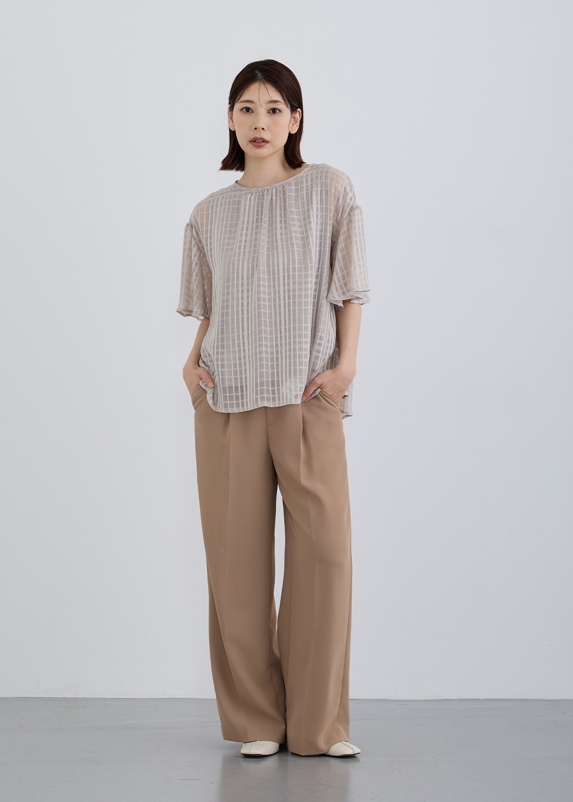 【COSPANI】チェック シフォン ブラウス