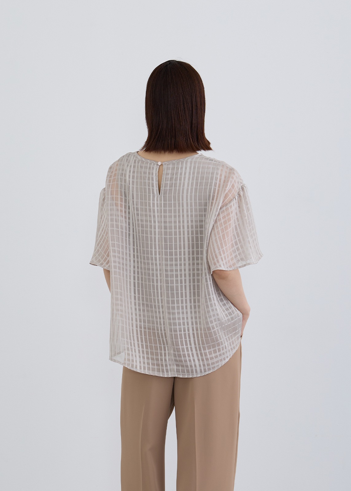 【COSPANI】チェック シフォン ブラウス