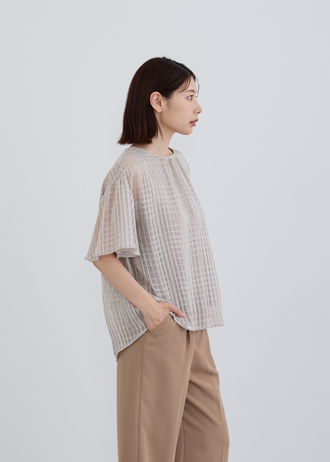 【COSPANI】チェック シフォン ブラウス