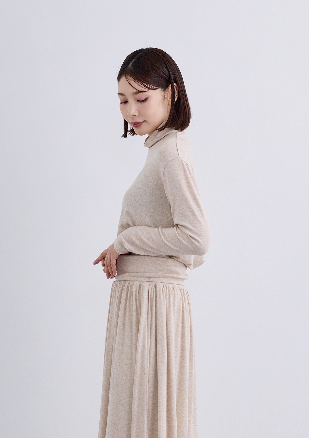 【SUMMER SALE】【Femicite】テンセルウール ハイネック カットソー
