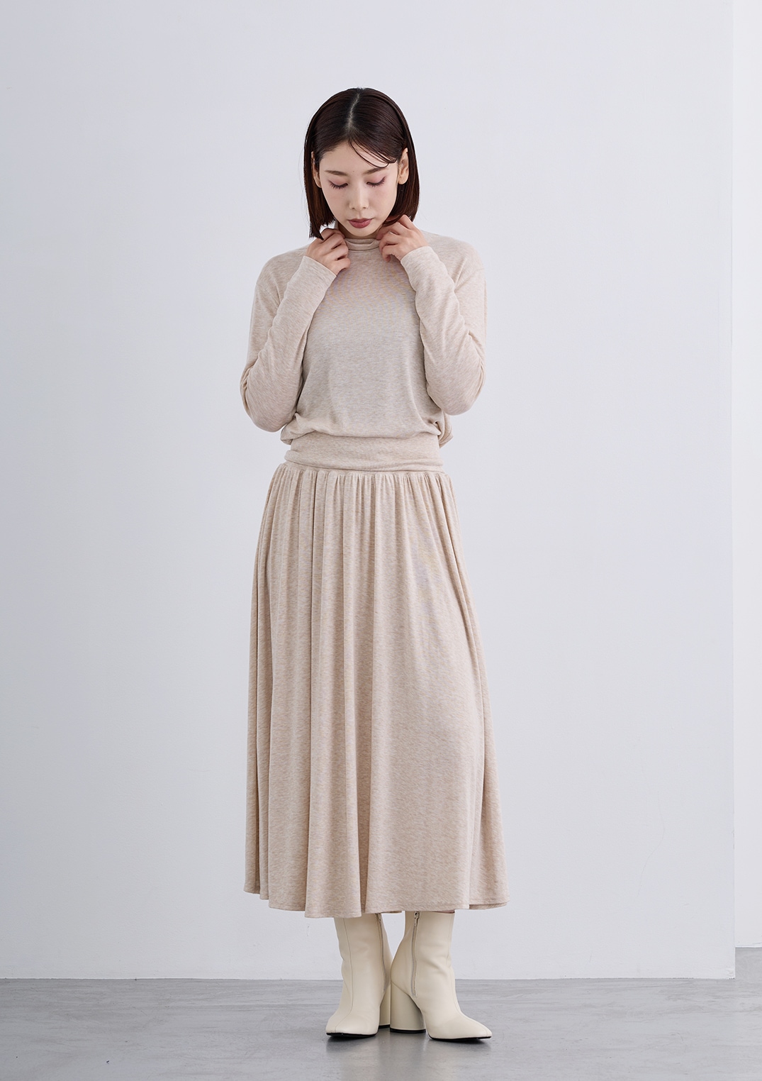 【SUMMER SALE】【Femicite】テンセルウール ハイネック カットソー