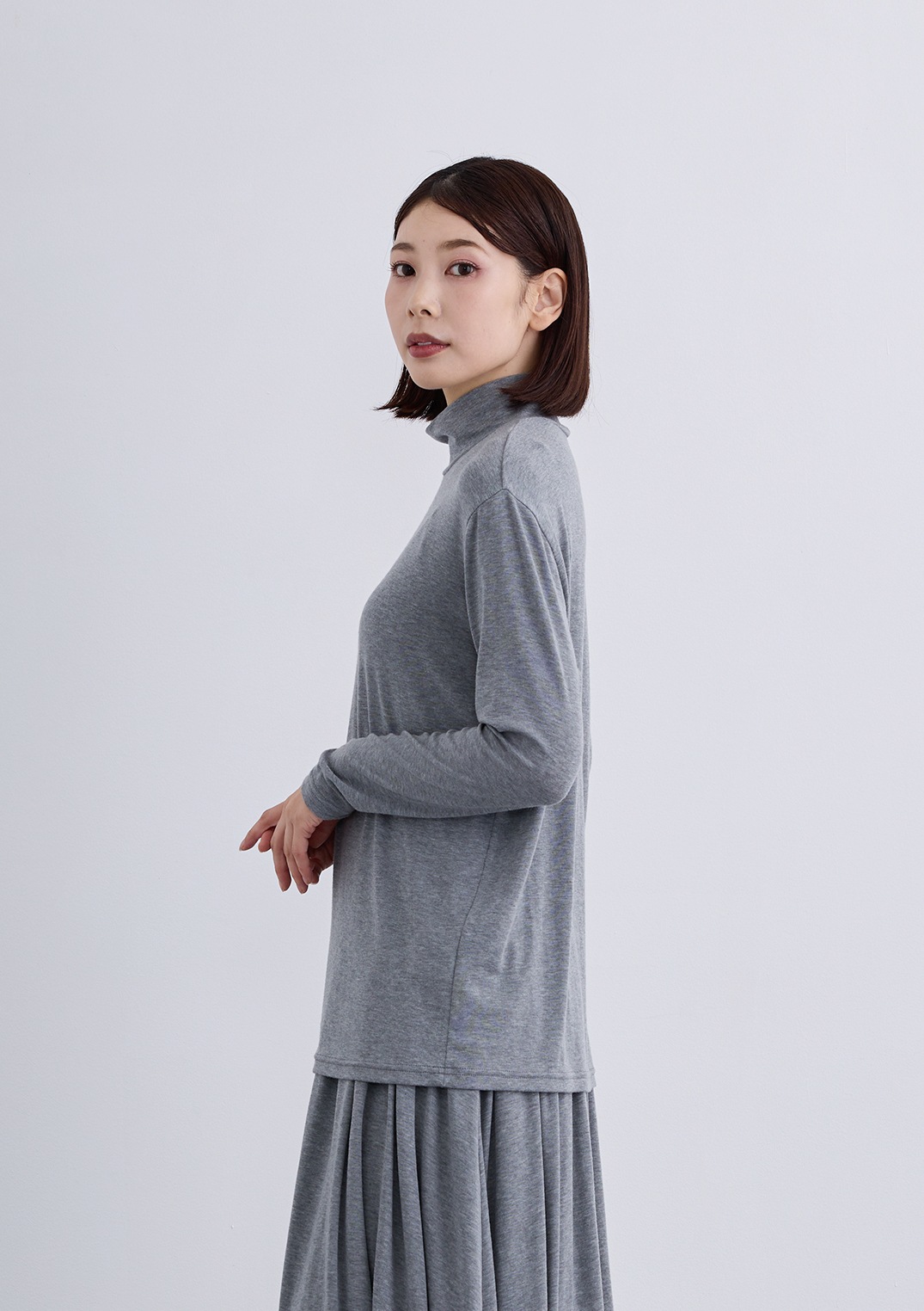 【SUMMER SALE】【Femicite】テンセルウール ハイネック カットソー