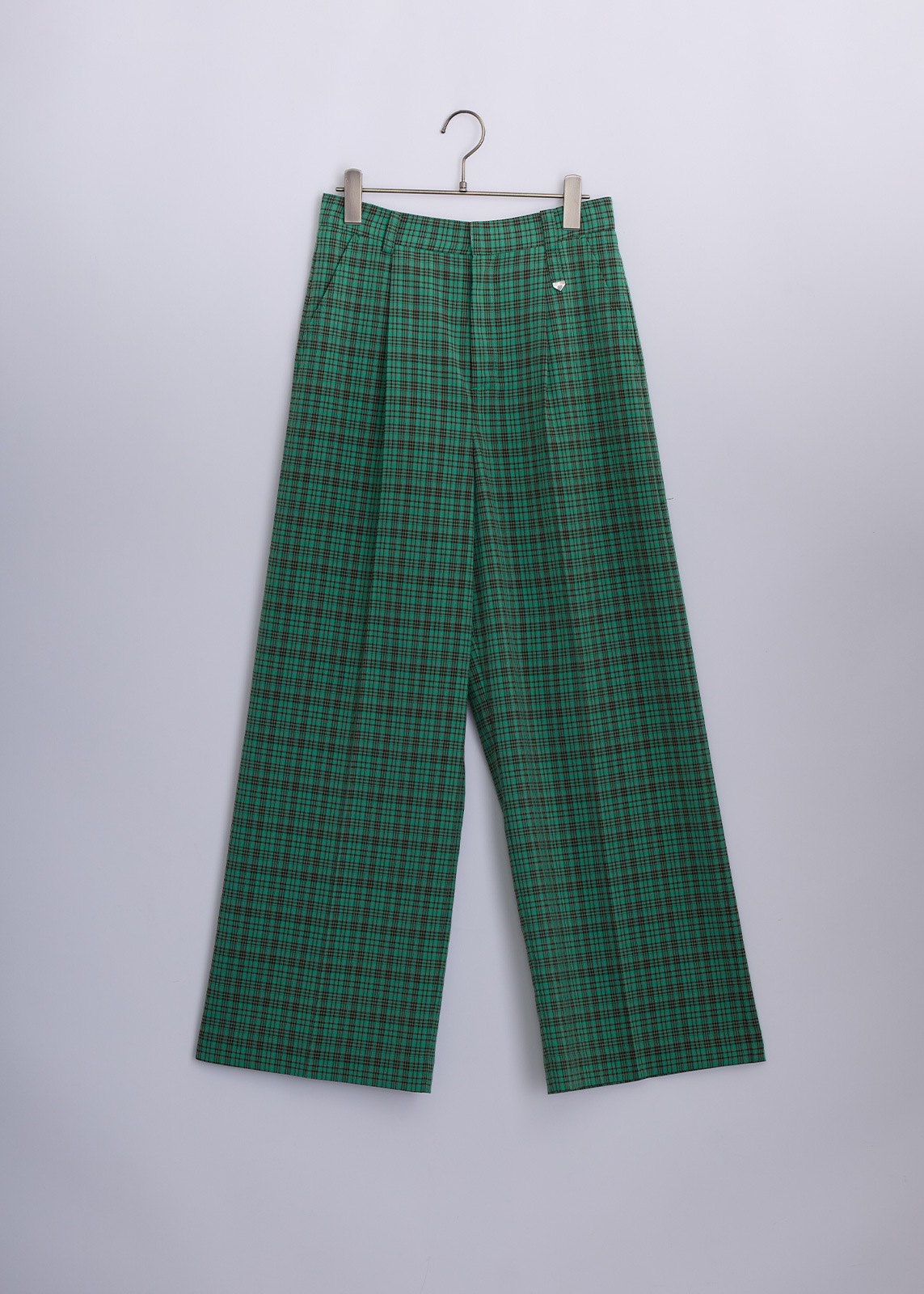 【neuf cent neuf】2トーン タータンチェック スラックス ワイド パンツ