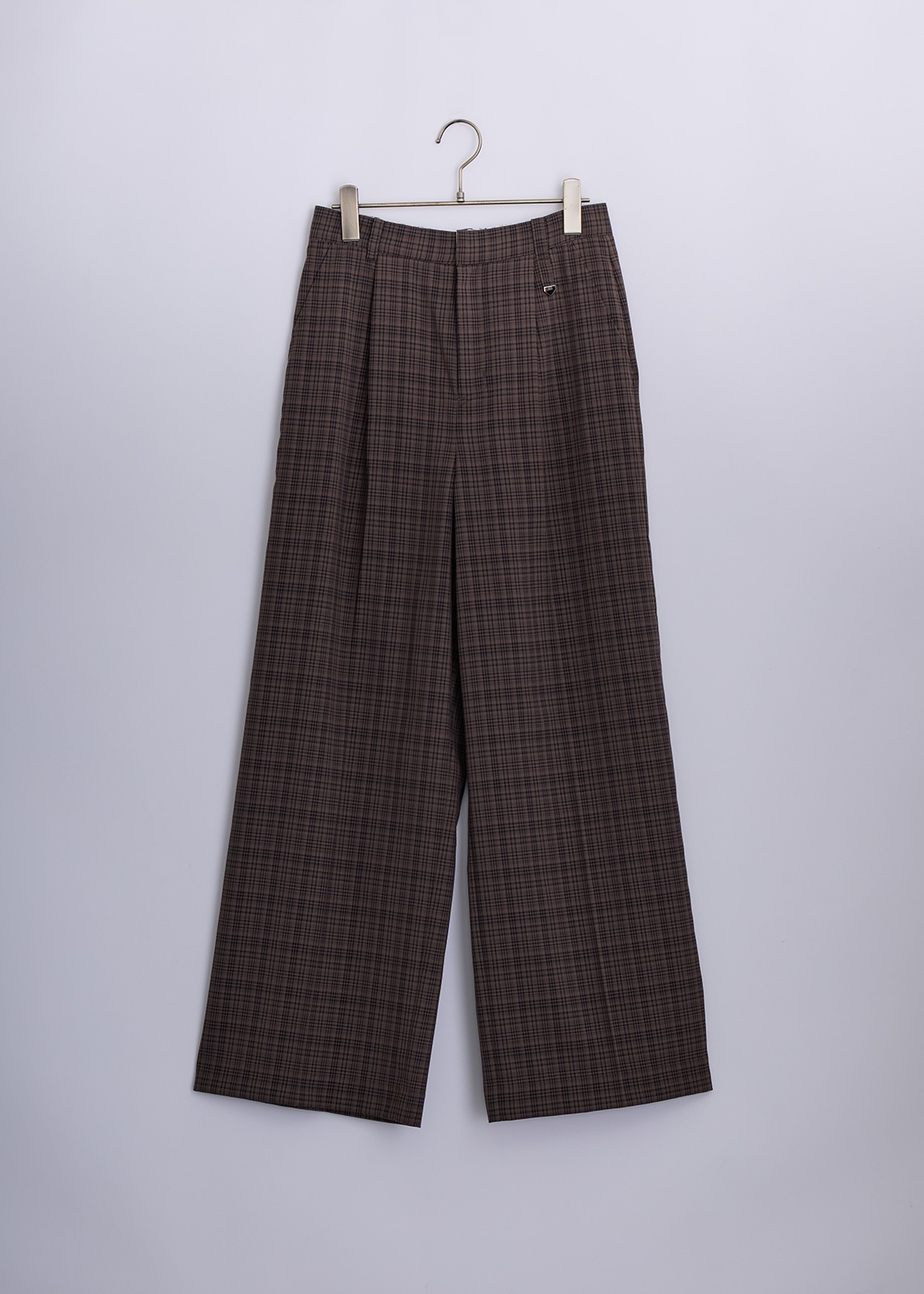 【neuf cent neuf】2トーン タータンチェック スラックス ワイド パンツ