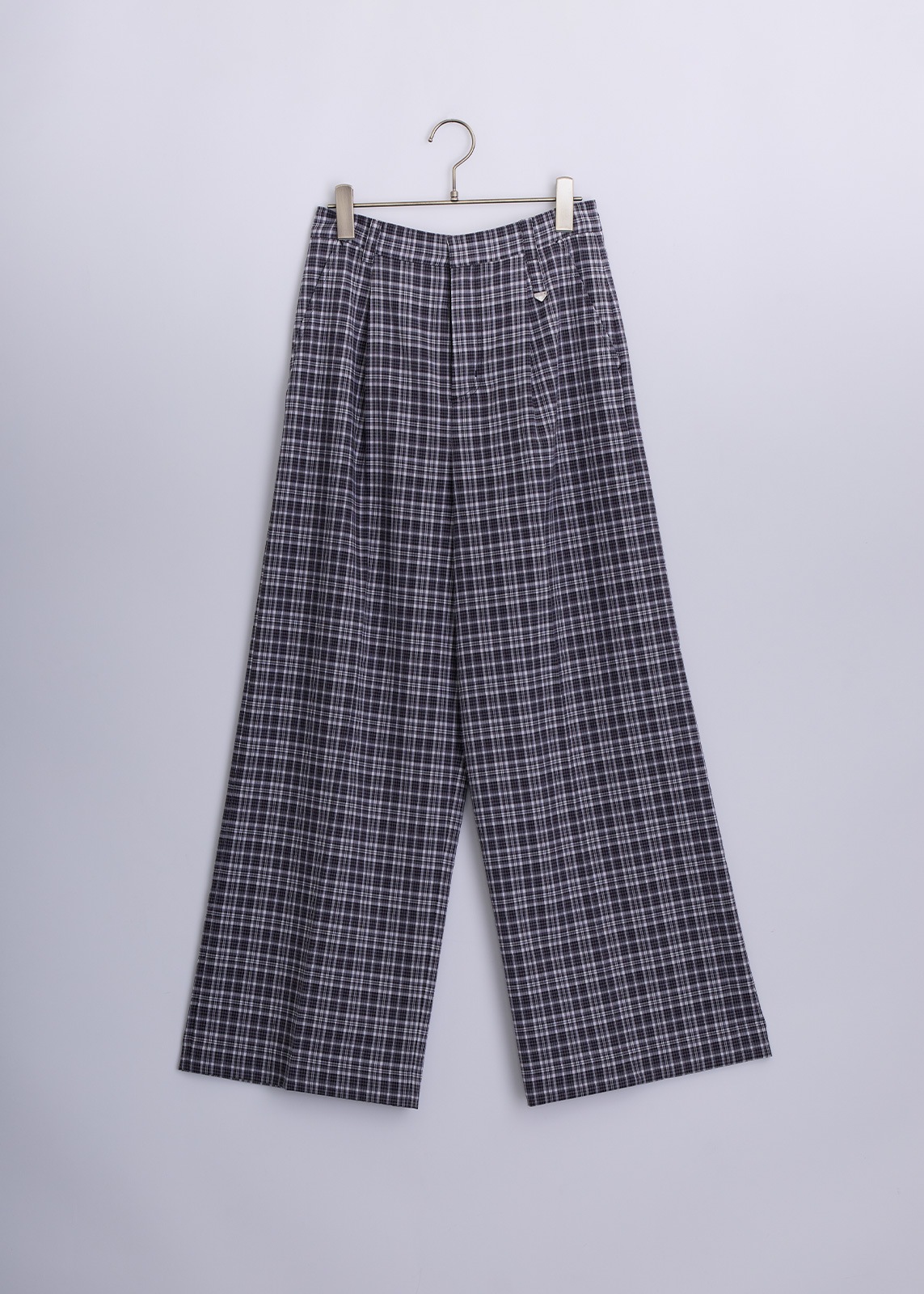 【neuf cent neuf】2トーン タータンチェック スラックス ワイド パンツ