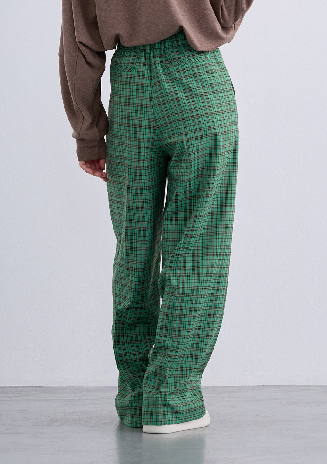 【neuf cent neuf】2トーン タータンチェック スラックス ワイド パンツ