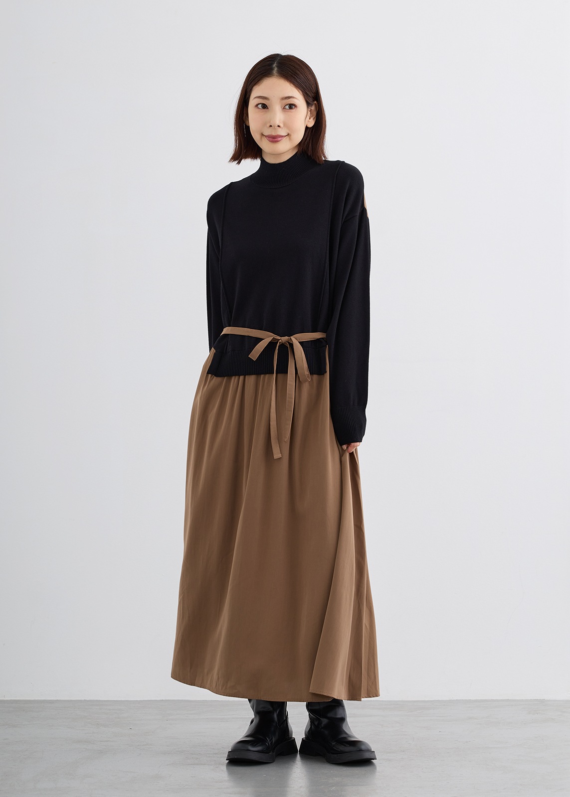 【Femicite】ドッキング ニット ワンピース