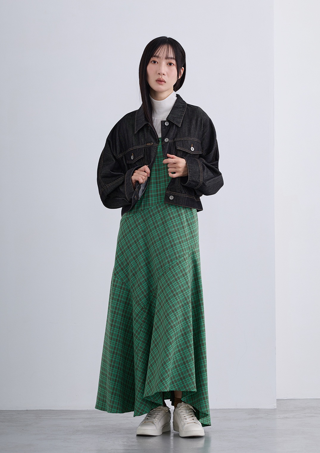 【neuf cent neuf】2トーン タータンチェック ワンピース