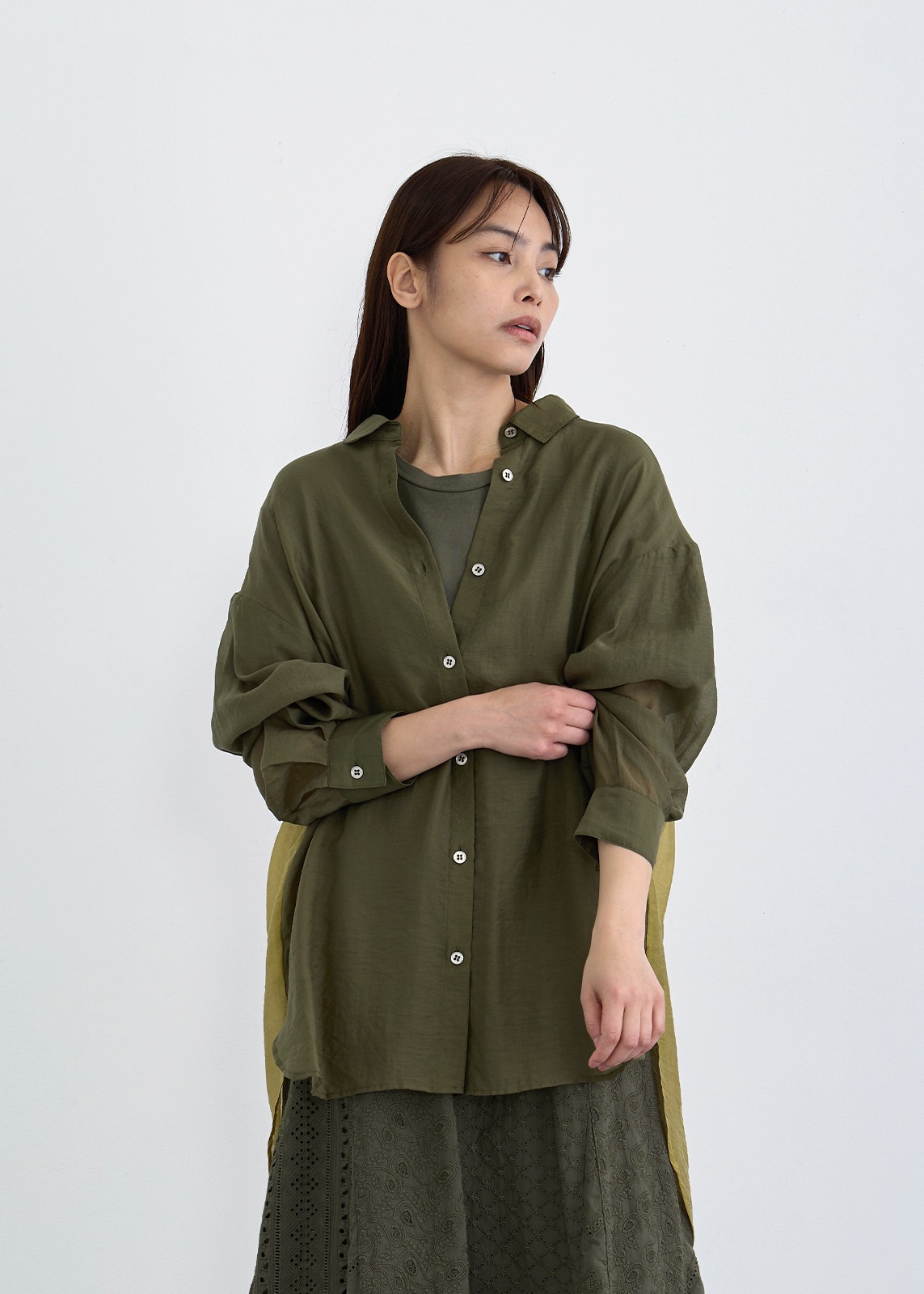 【Femicite】シアー テンセル ロング ブラウス