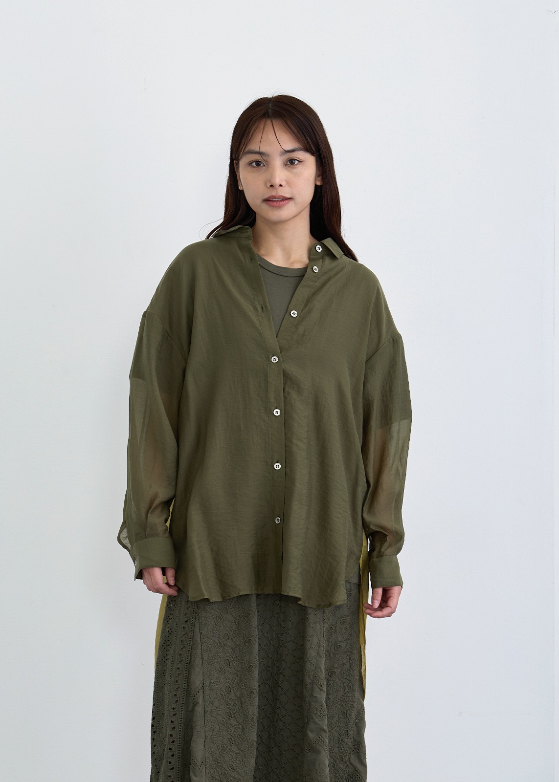 【Femicite】シアー テンセル ロング ブラウス