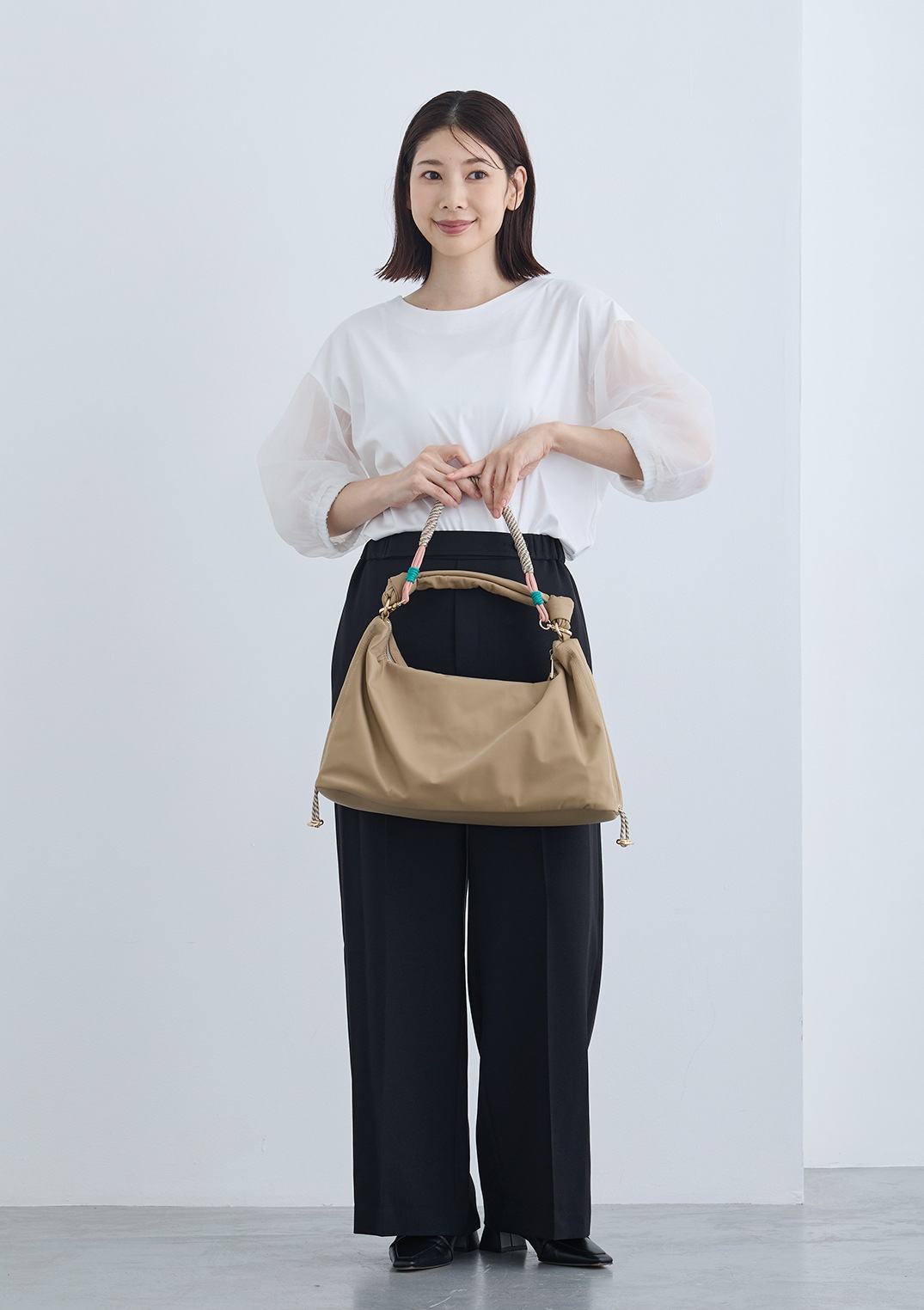 【PLUS an】シャーリングバッグ