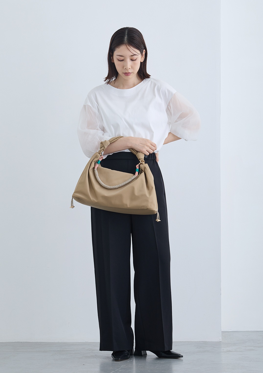 【PLUS an】シャーリングバッグ