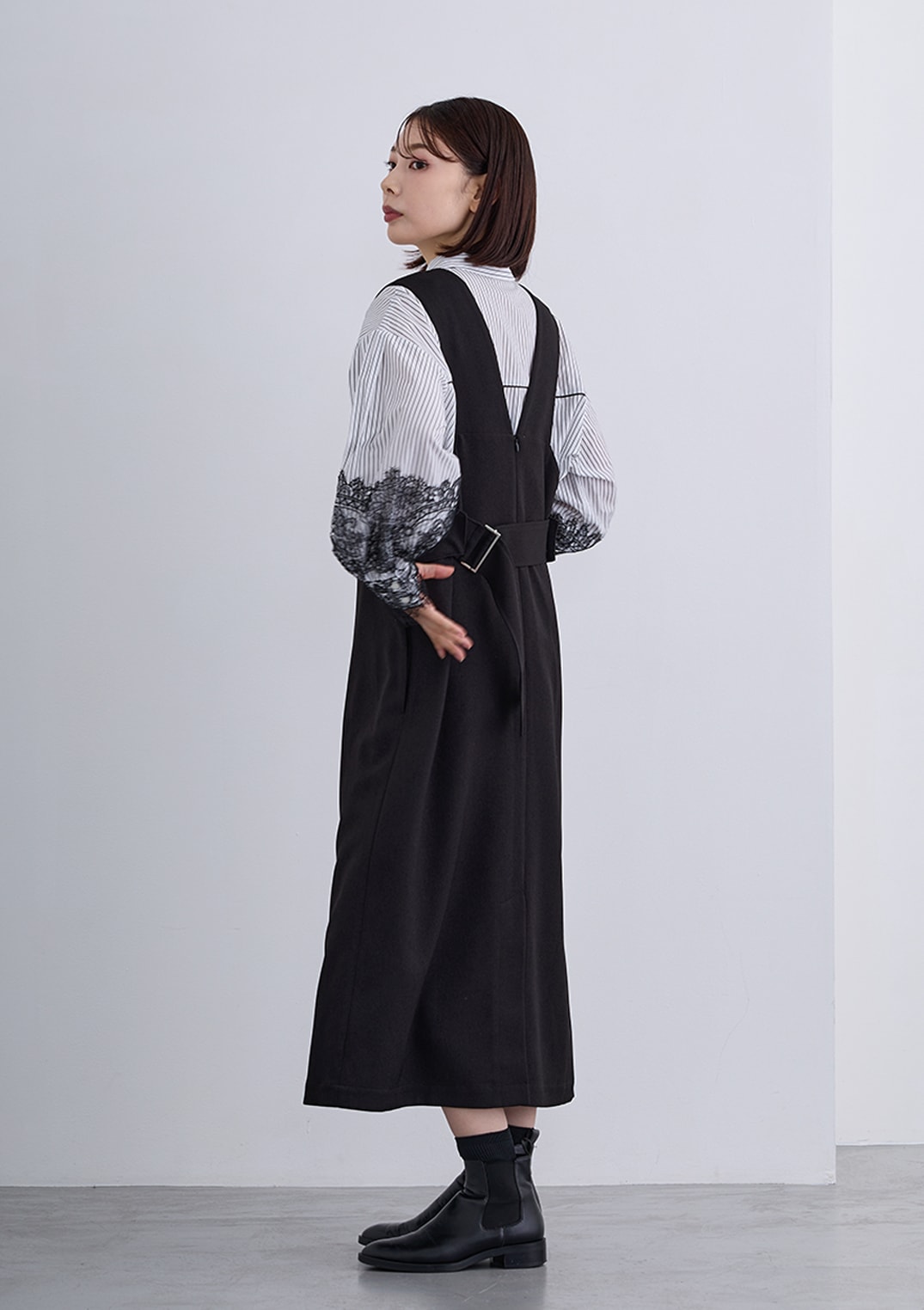 【KOOS】バック ベルト ジャンバースカート