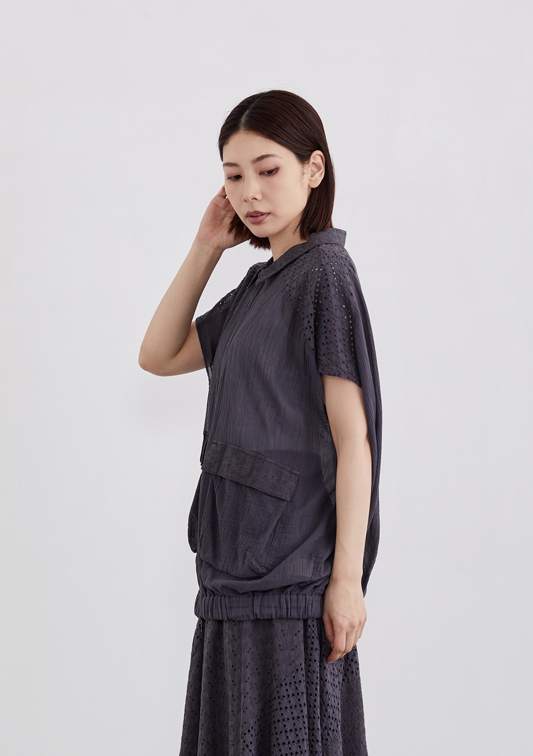 【Femicite】ガーメント レース オーバーサイズ ロング ジレ