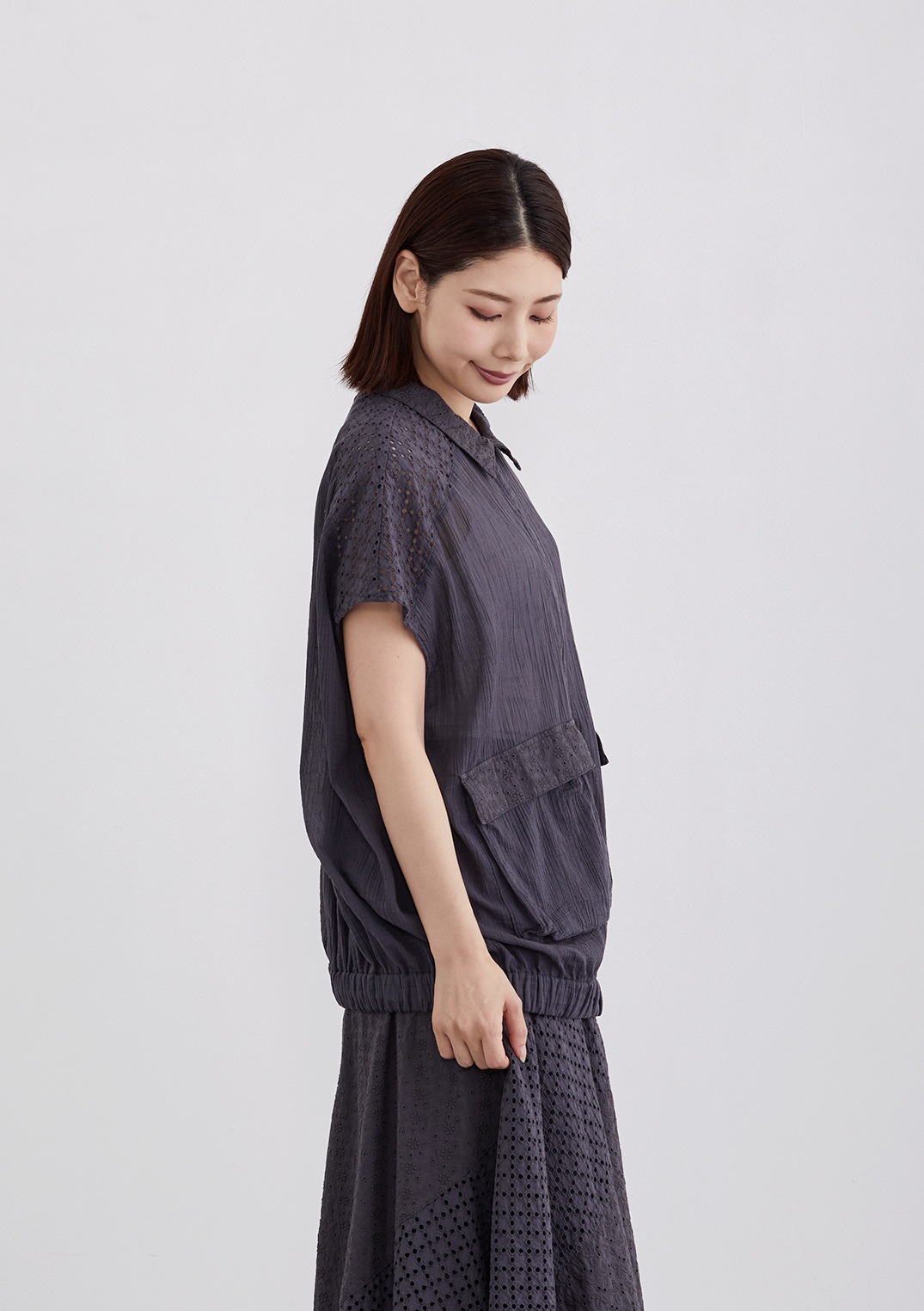 【Femicite】ガーメント レース オーバーサイズ ロング ジレ
