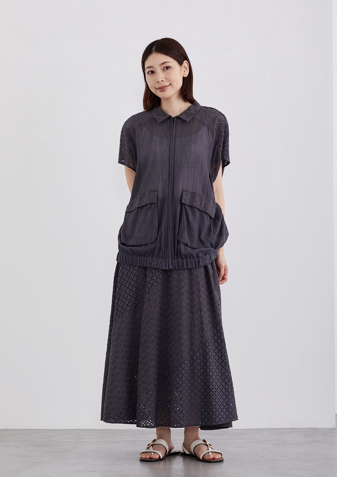 【Femicite】ガーメント レース オーバーサイズ ロング ジレ