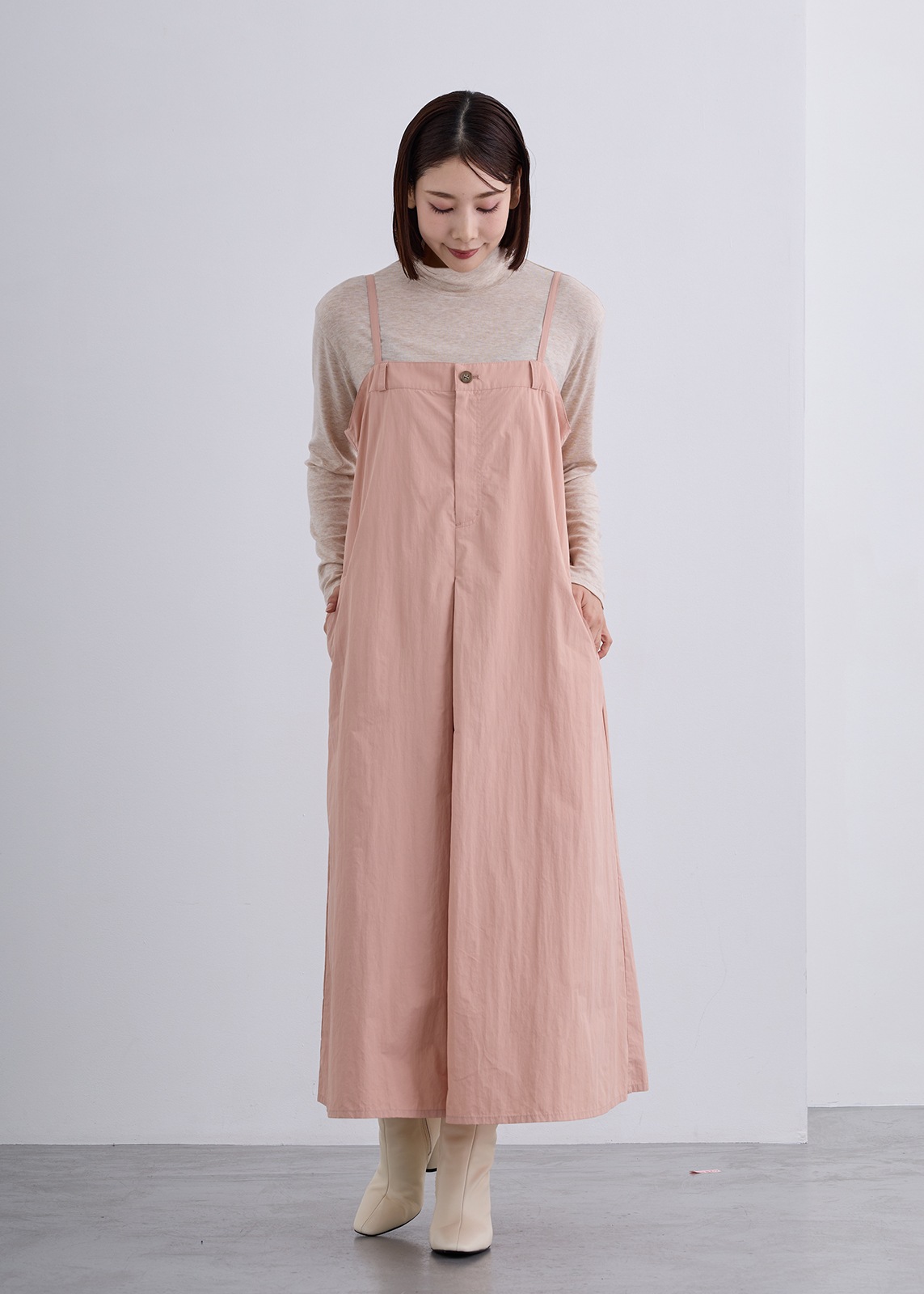 【Femicite】ワッシャータフタ ジャンバー ドレス