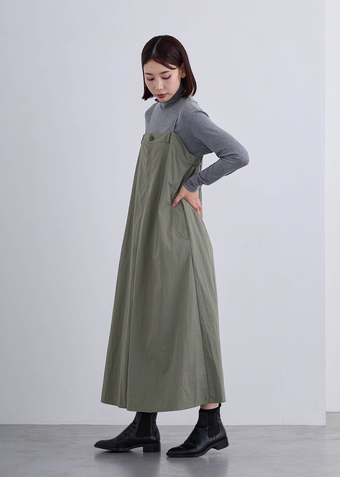 【Femicite】ワッシャータフタ ジャンバー ドレス