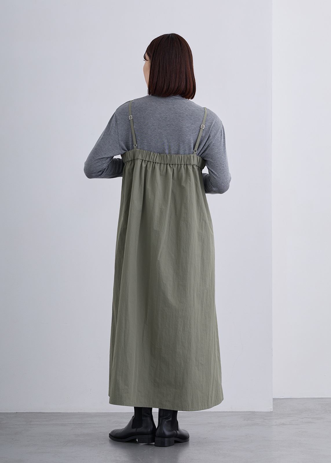 【Femicite】ワッシャータフタ ジャンバー ドレス