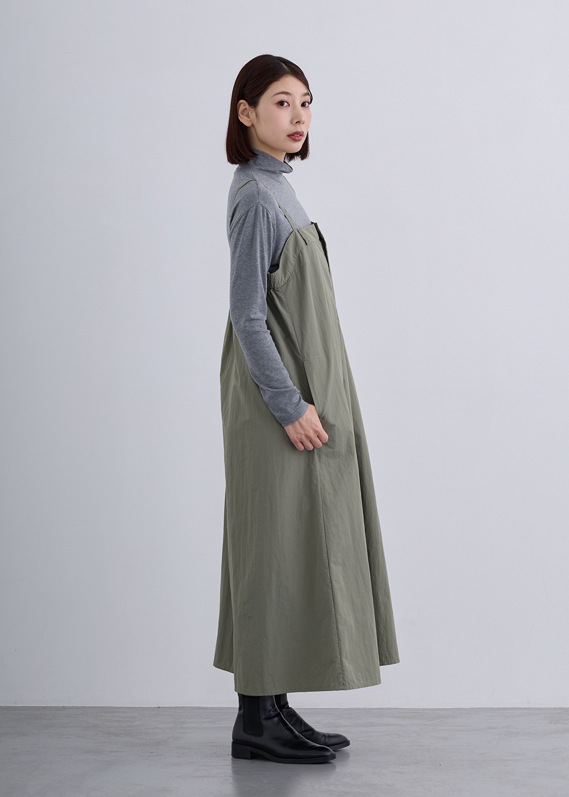 【Femicite】ワッシャータフタ ジャンバー ドレス