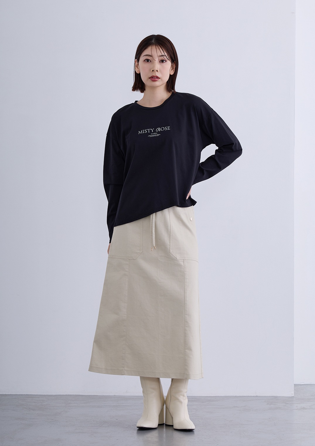 【KOOS】アシメ ヘム ロゴ カットソー
