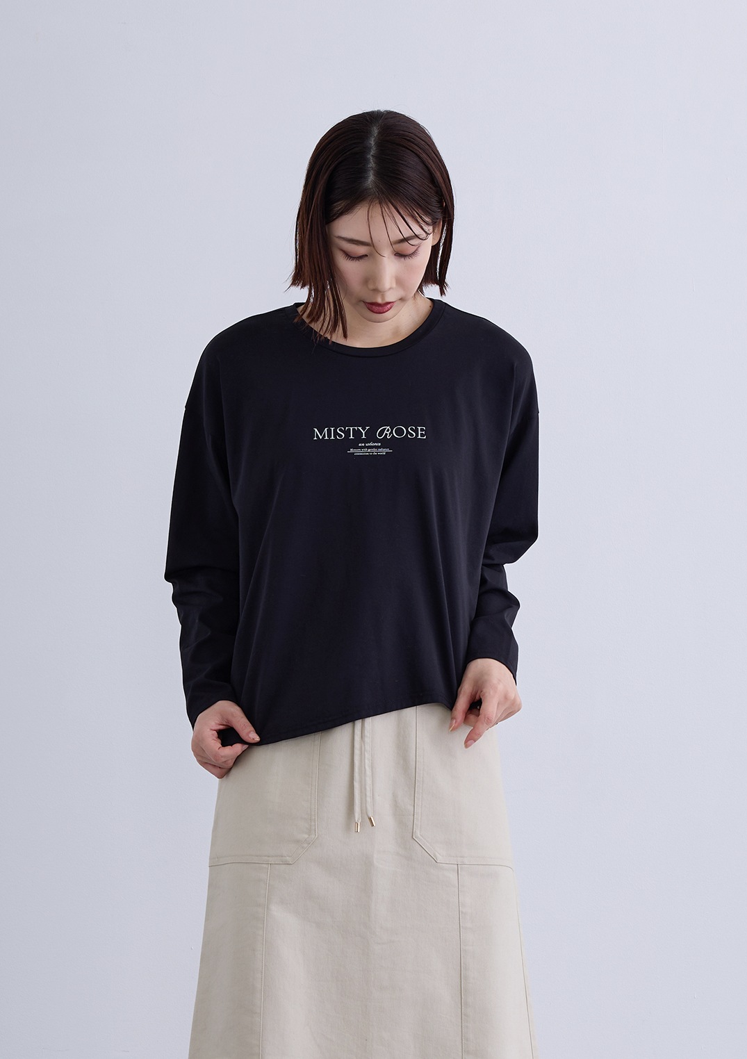 【KOOS】アシメ ヘム ロゴ カットソー