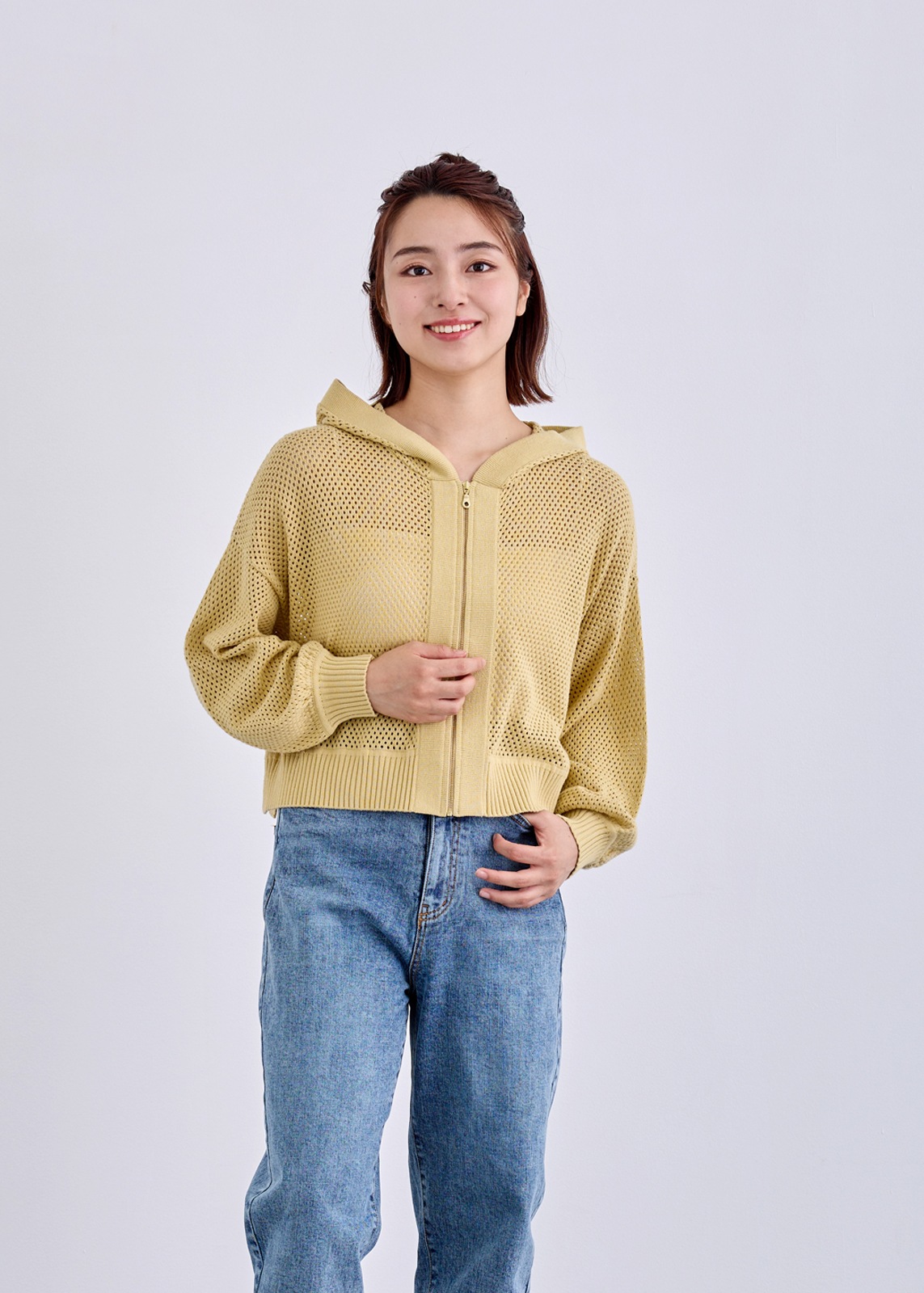 【LUISMARI】メッシュ ロゴ ニット パーカー