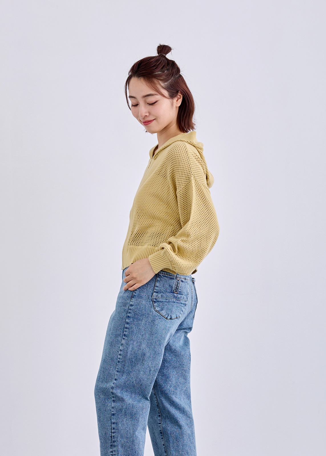 【LUISMARI】メッシュ ロゴ ニット パーカー