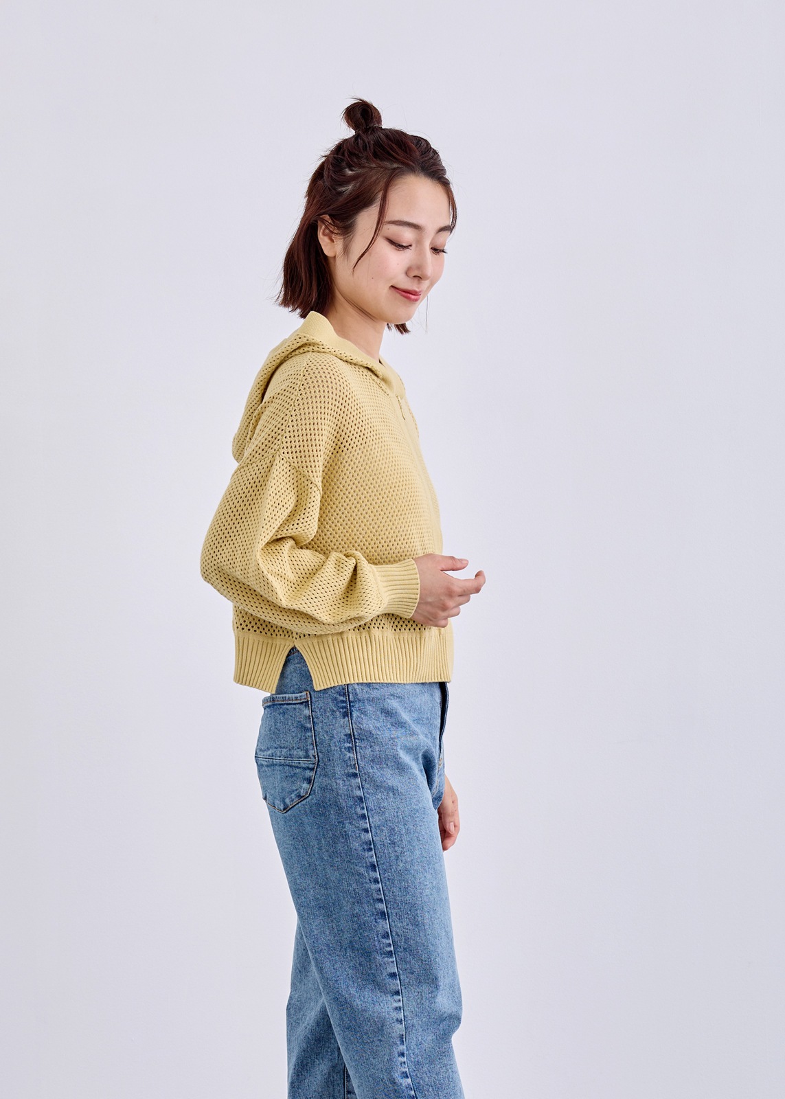 【LUISMARI】メッシュ ロゴ ニット パーカー