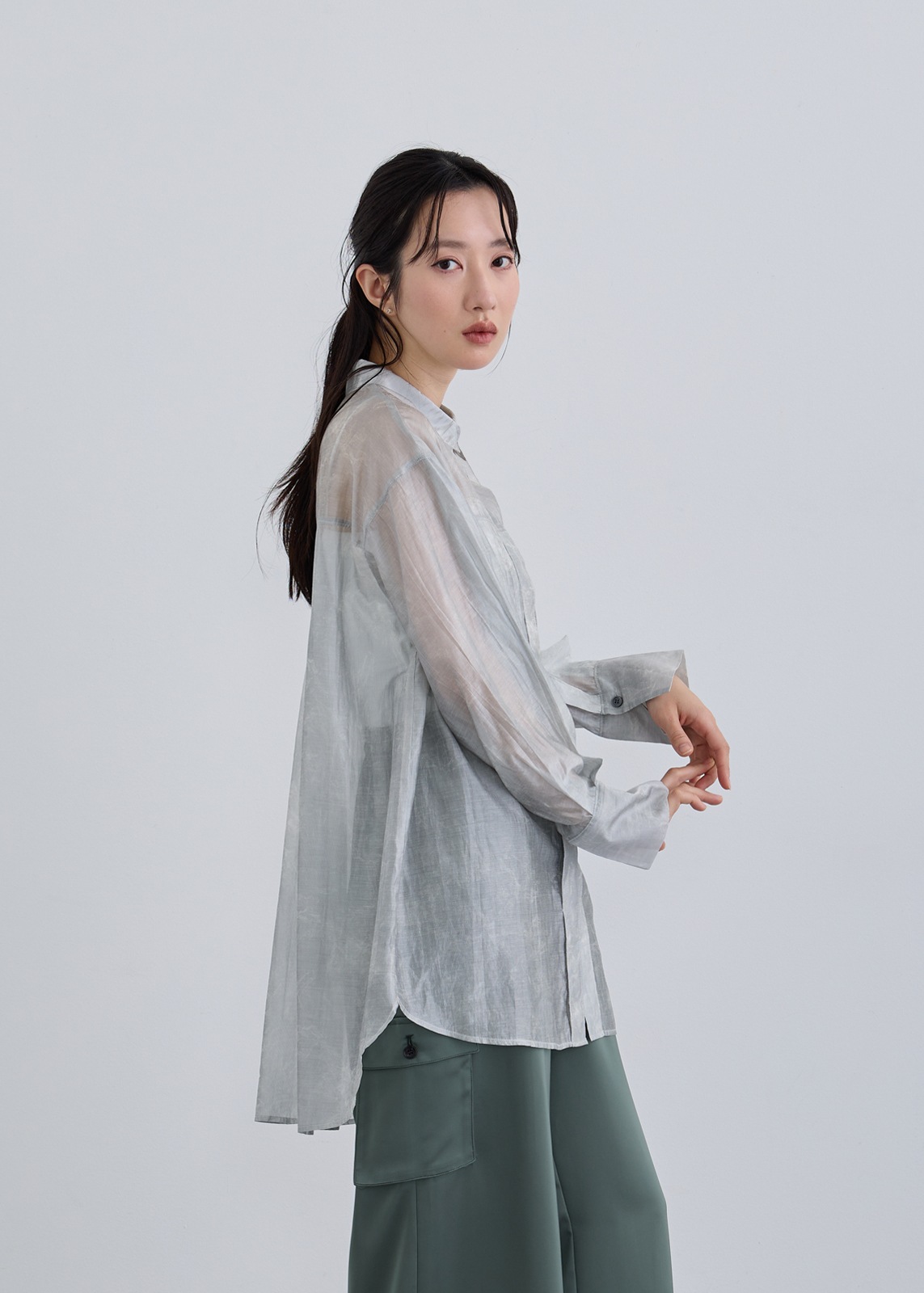 【neuf cent neuf】ニュアンス プリント シアー シャツ