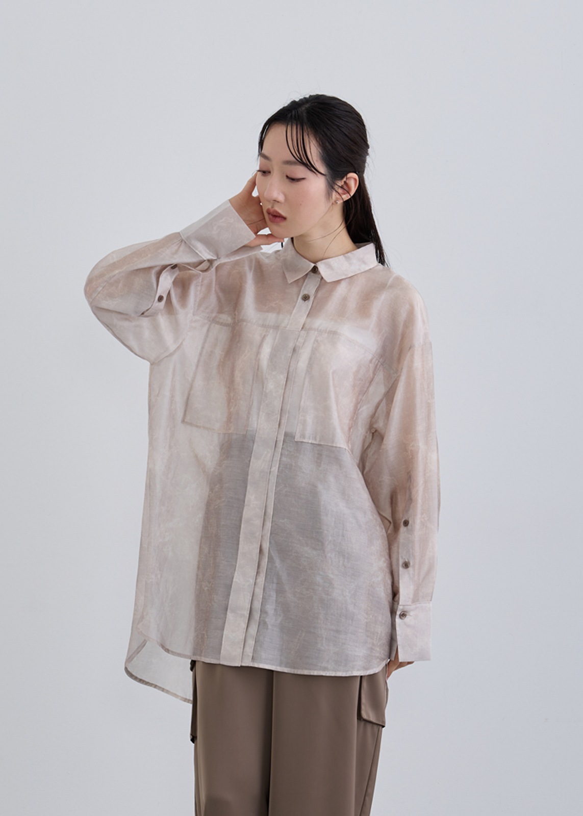 【neuf cent neuf】ニュアンス プリント シアー シャツ