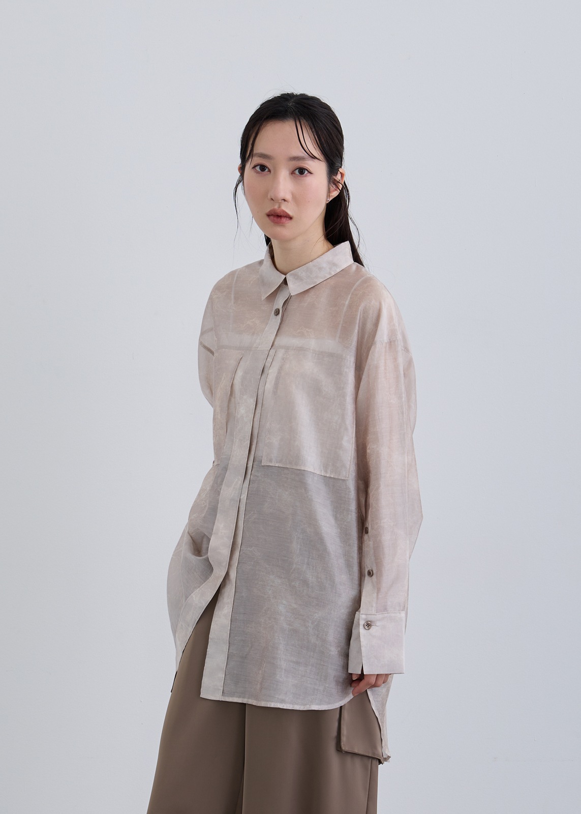 【neuf cent neuf】ニュアンス プリント シアー シャツ