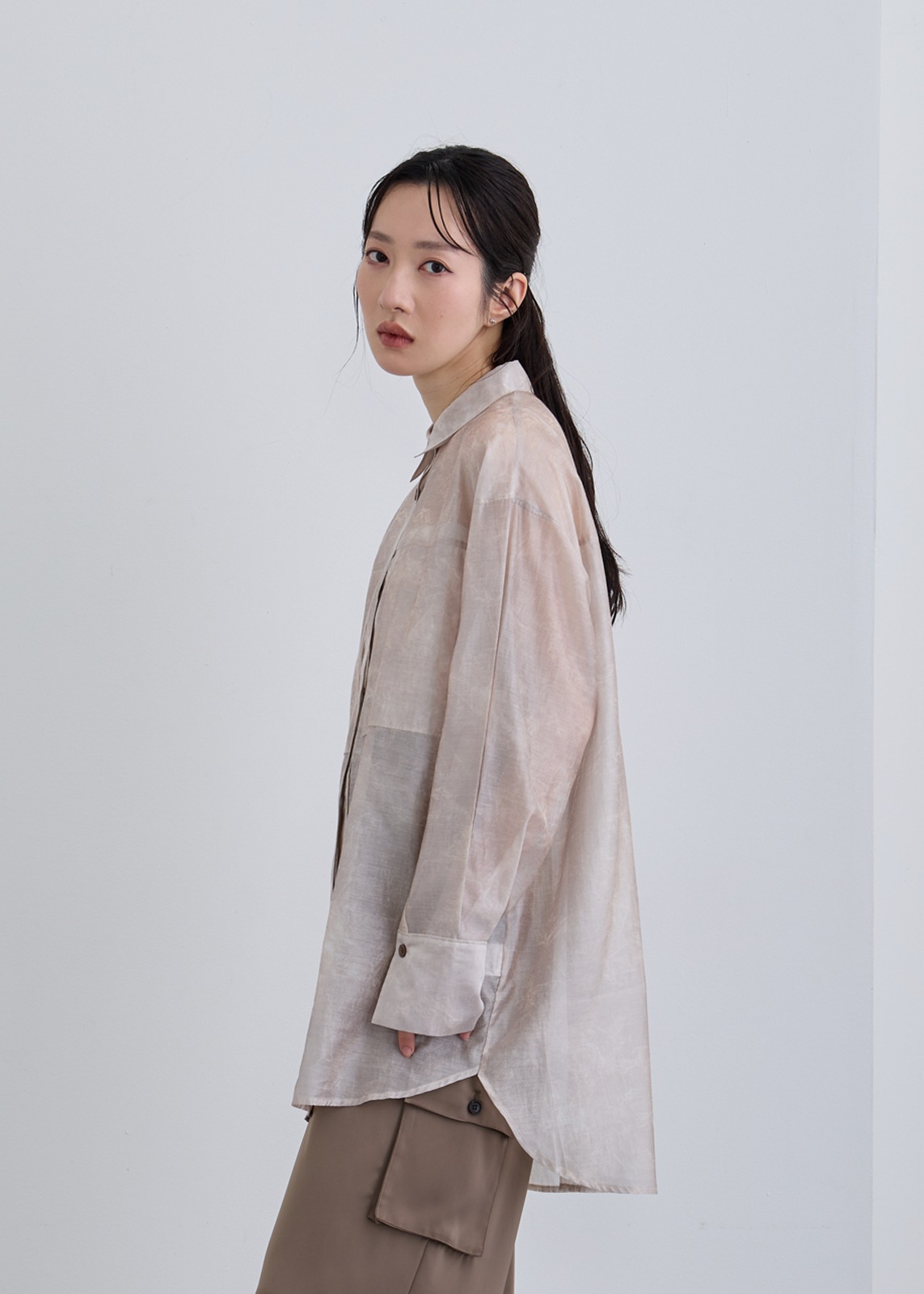 【neuf cent neuf】ニュアンス プリント シアー シャツ