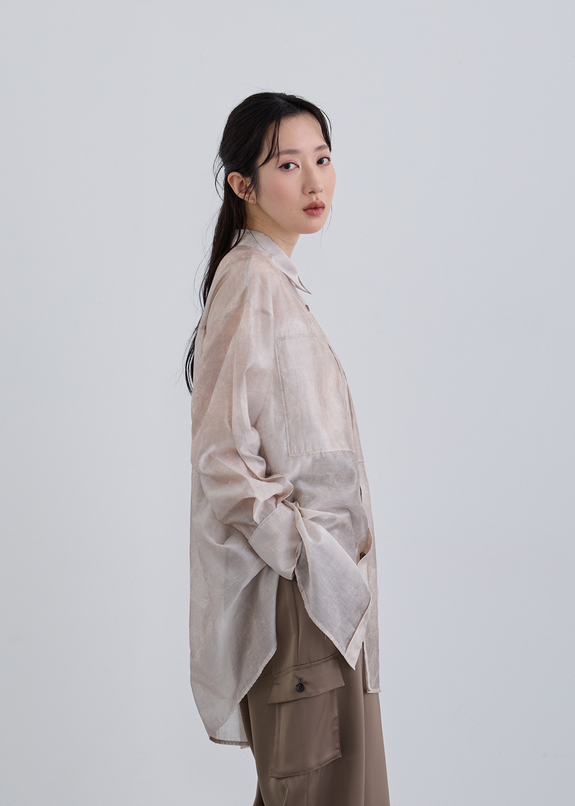 【neuf cent neuf】ニュアンス プリント シアー シャツ