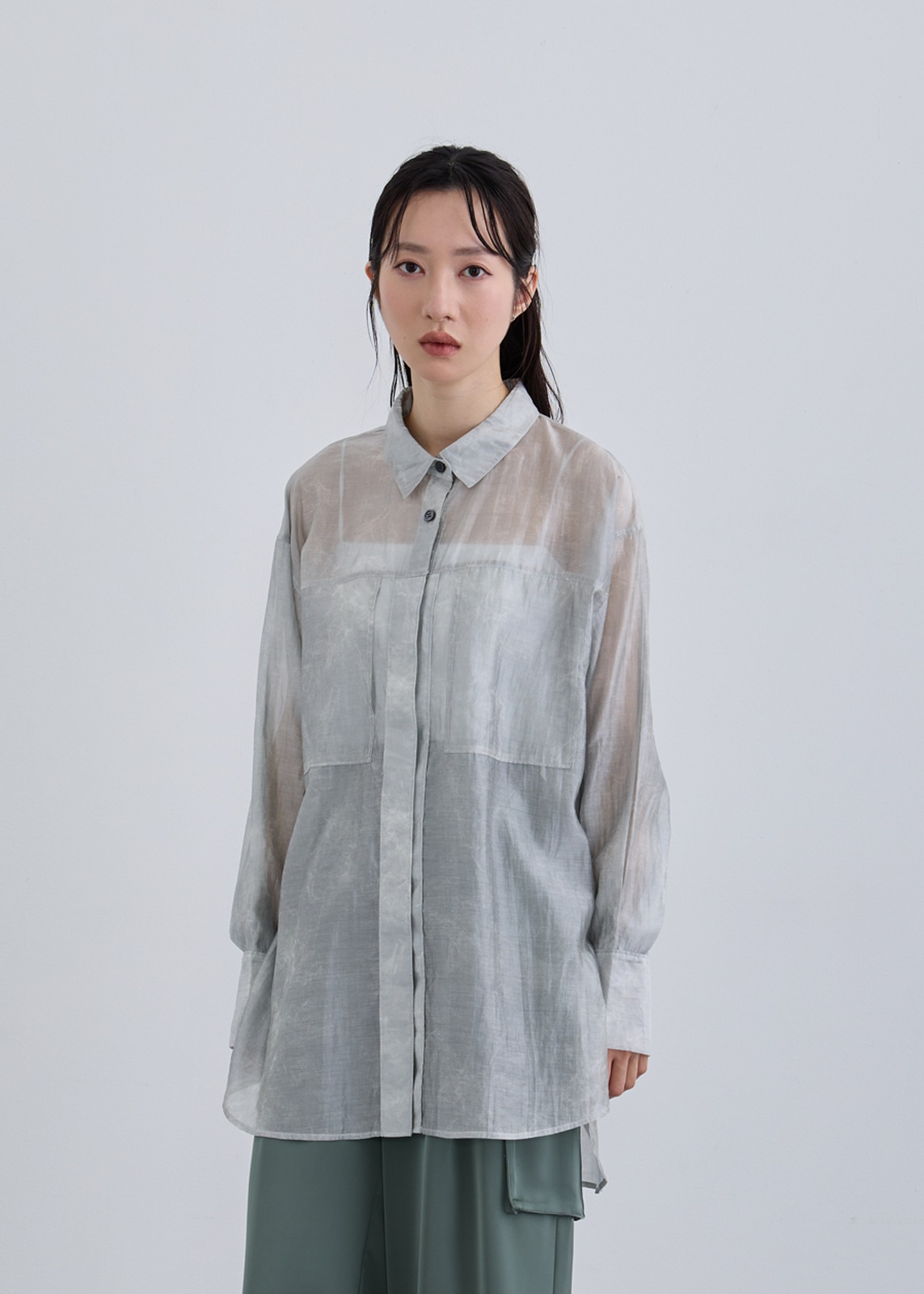 【neuf cent neuf】ニュアンス プリント シアー シャツ