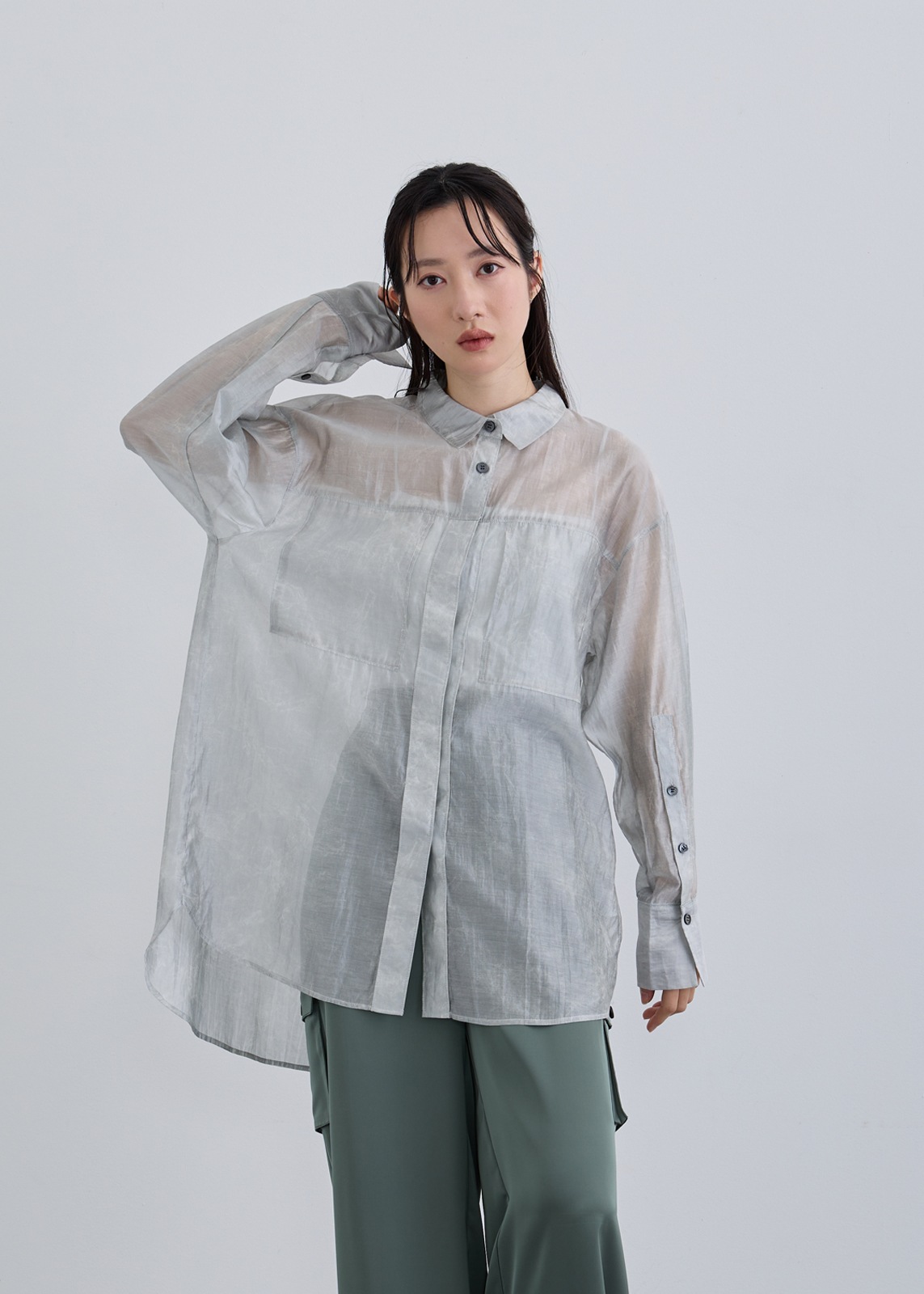 【neuf cent neuf】ニュアンス プリント シアー シャツ