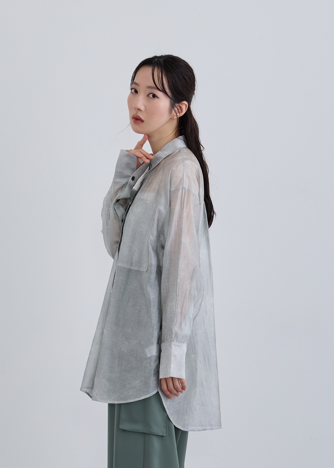 【neuf cent neuf】ニュアンス プリント シアー シャツ