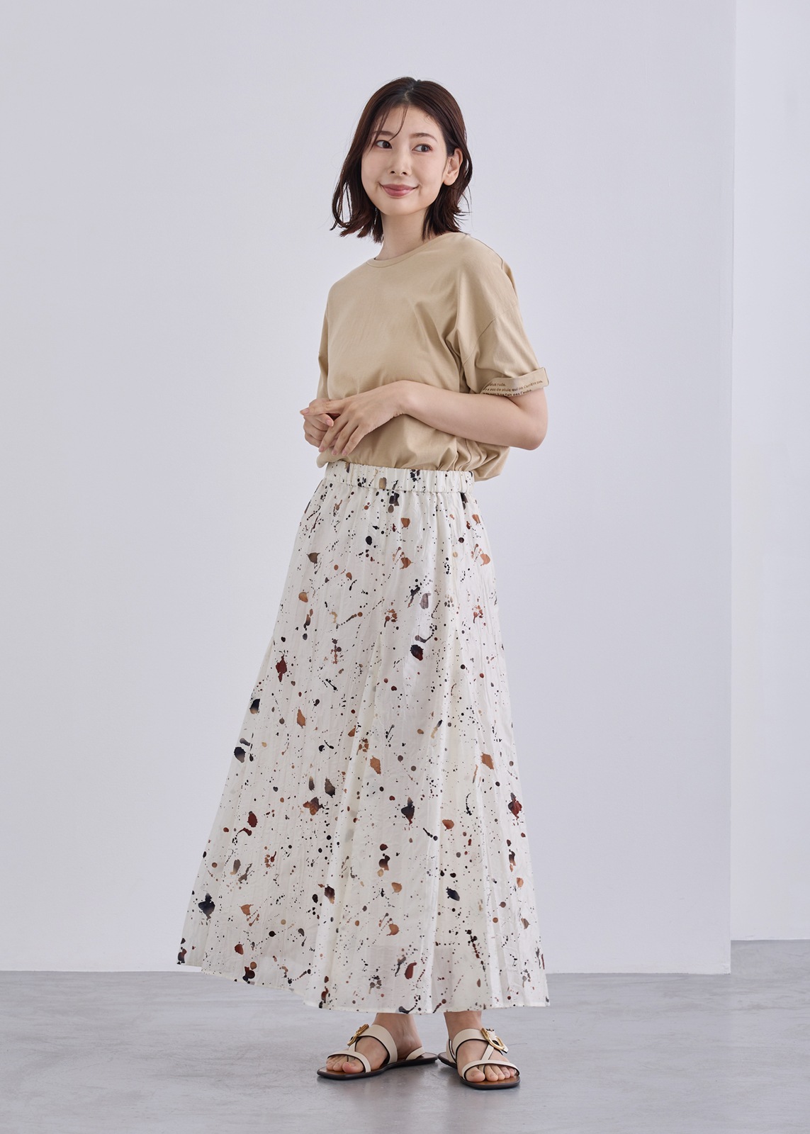 【KOOS】クラッシュ プリント スカート