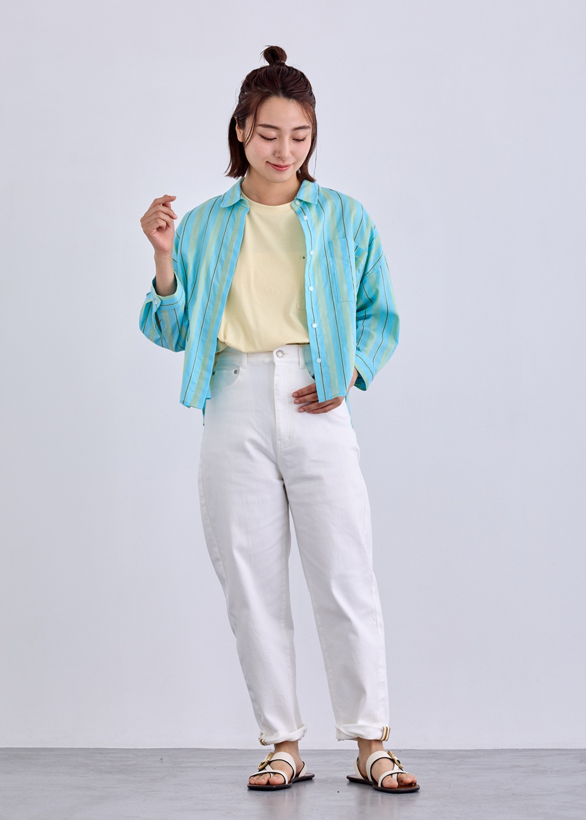 【LUIS MARI】クロップト ストライプ ブラウス