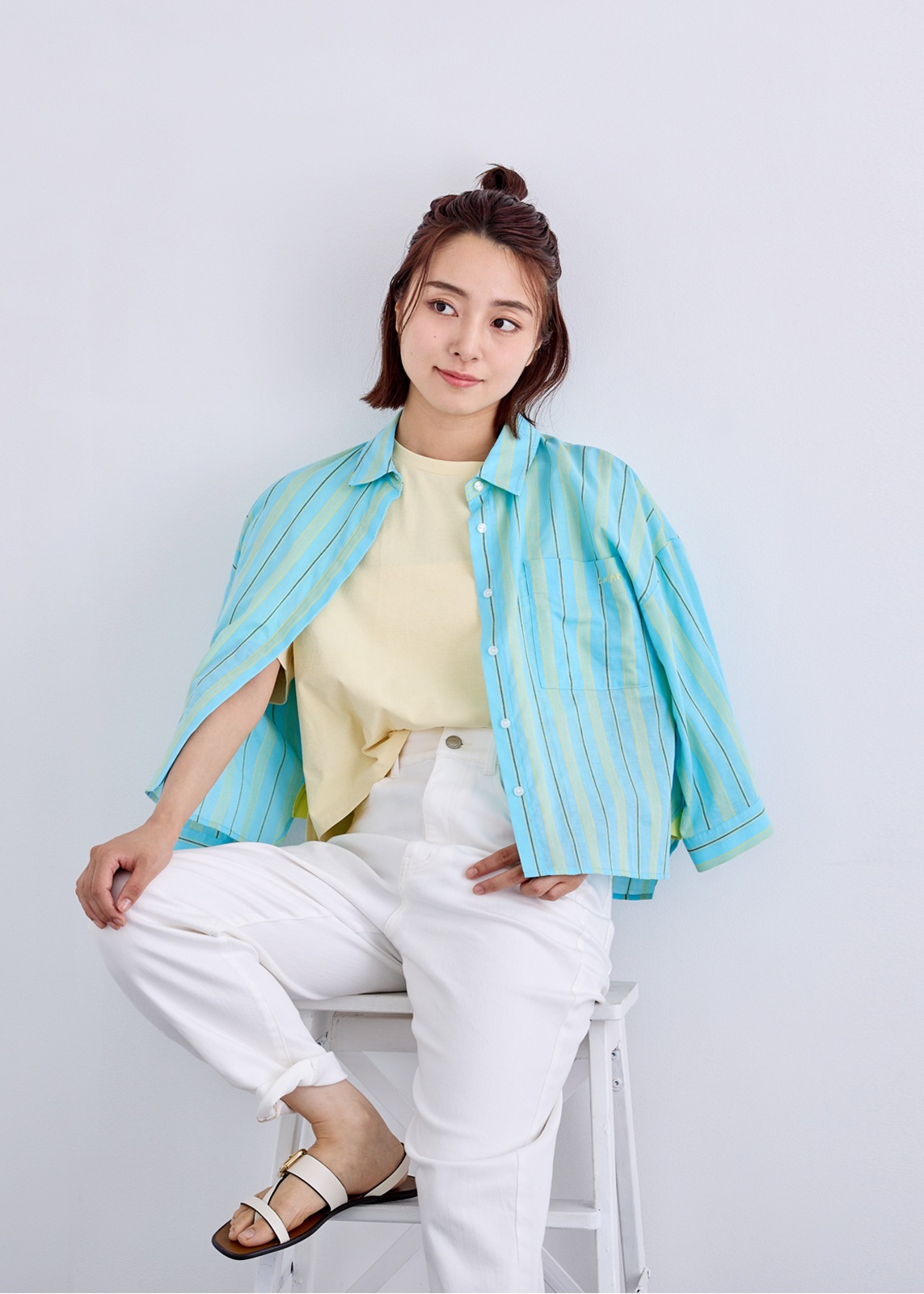 【LUIS MARI】クロップト ストライプ ブラウス