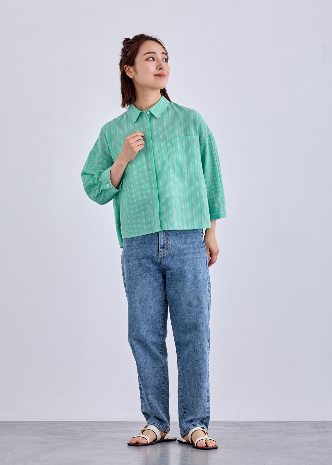 【LUIS MARI】クロップト ストライプ ブラウス