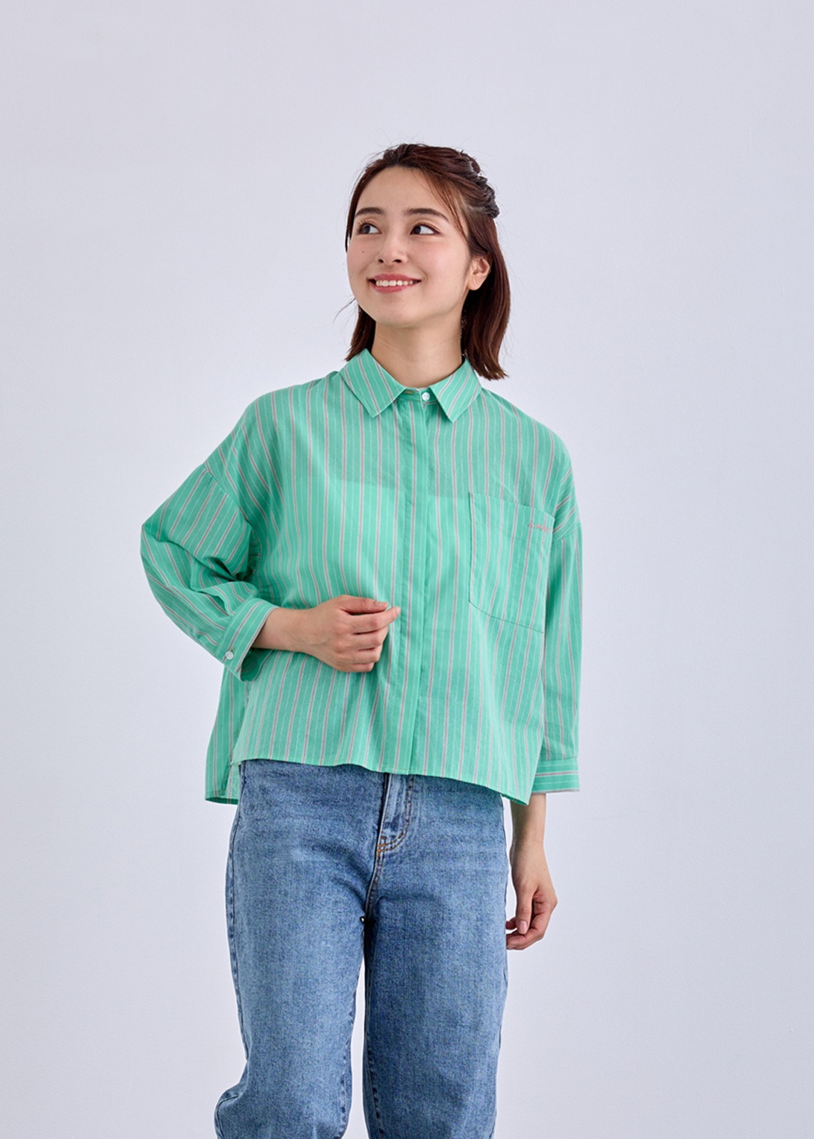 【LUIS MARI】クロップト ストライプ ブラウス