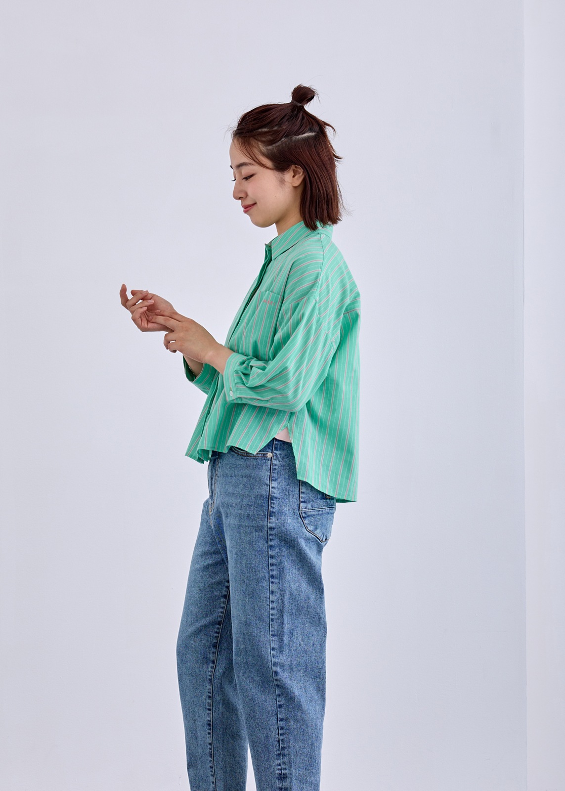 【LUIS MARI】クロップト ストライプ ブラウス