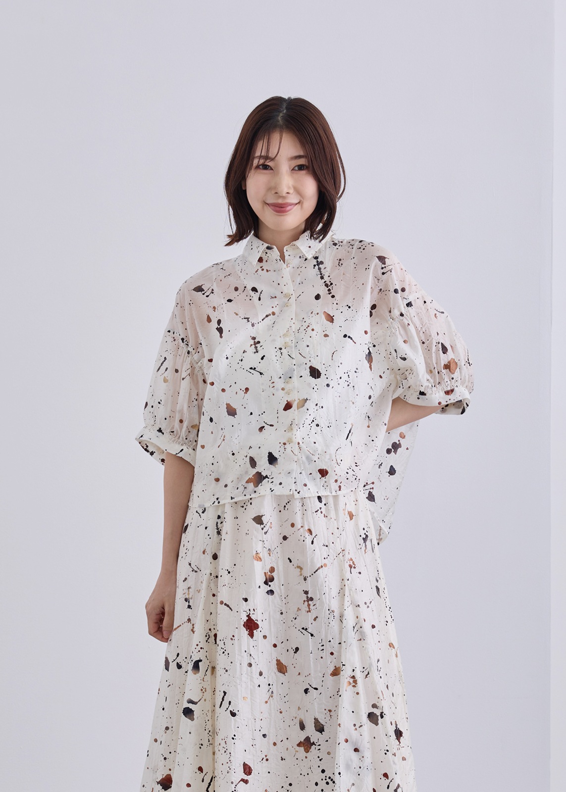 【KOOS】クラッシュ プリント ブラウス