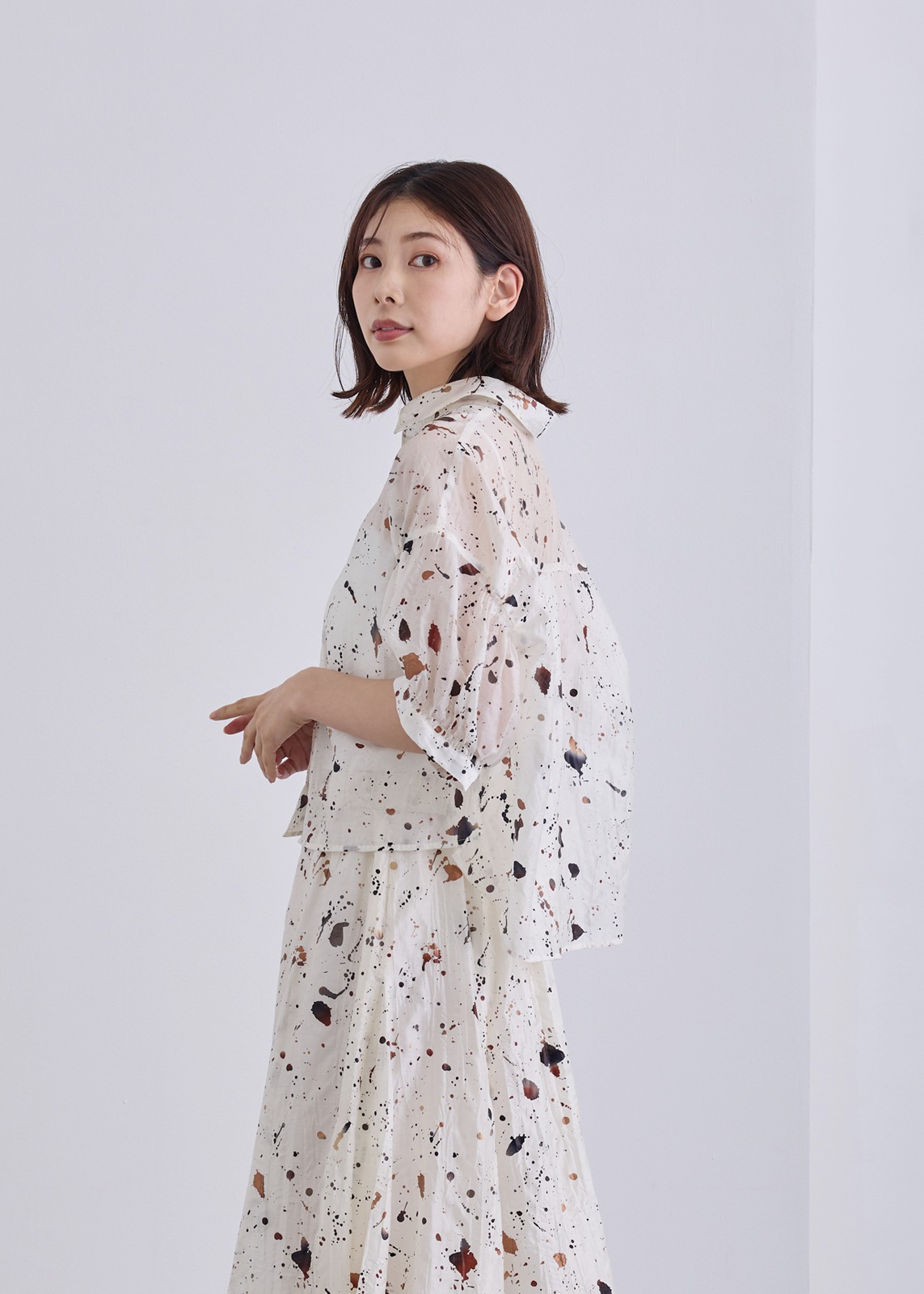 【KOOS】クラッシュ プリント ブラウス