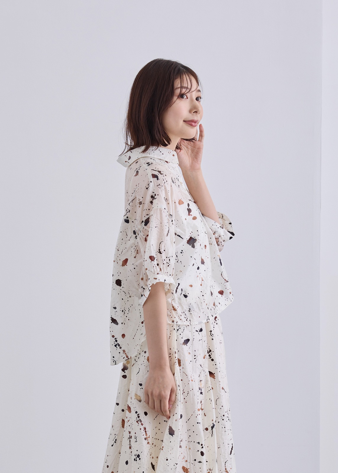 【KOOS】クラッシュ プリント ブラウス