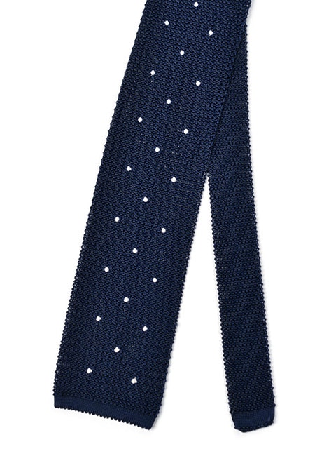 Atto Vannucci【アットヴァンヌッチ】ニットタイ NAVY シルク ドット
