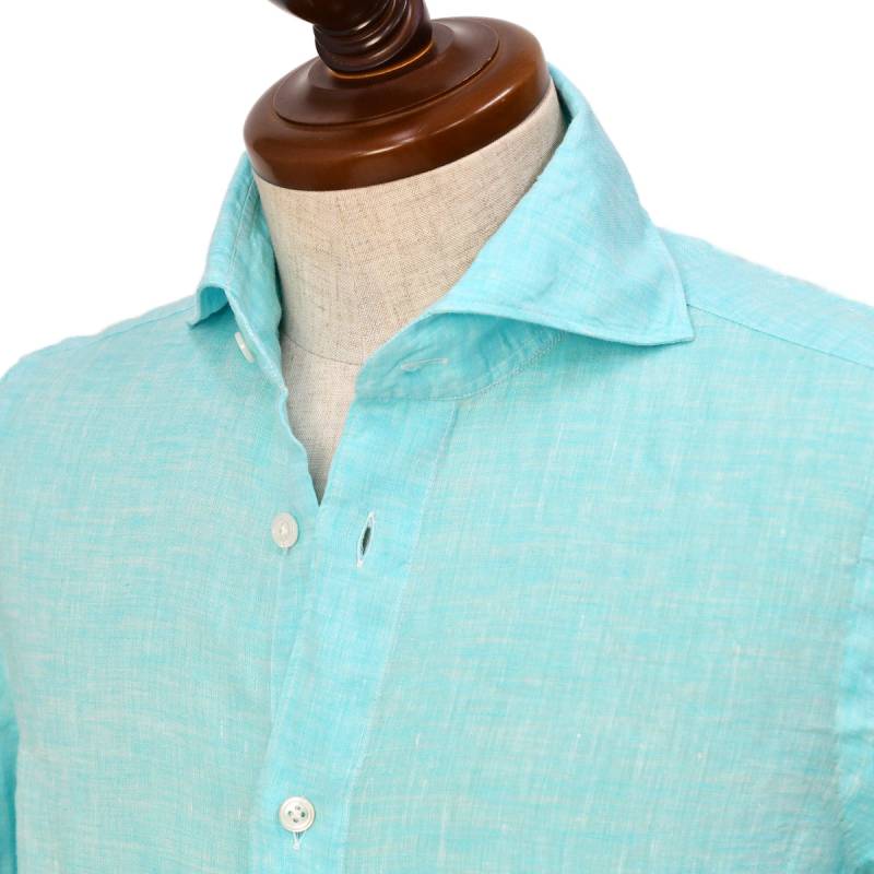 美品　Finamore Napoli　リネンシャツ　ターコイズ 　Lサイズ 美品 Finamore Napoli リネンシャツ ターコイズ Lサイズ - メルカリ